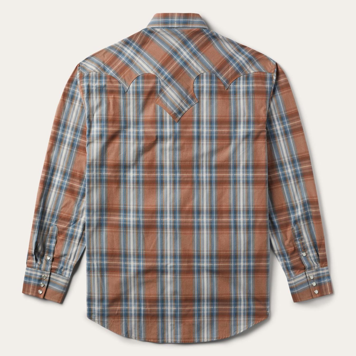 Men Classic Cut | Stetson Rustic Plaid Western Shirt Brown