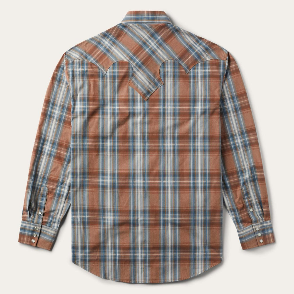 Men Classic Cut | Stetson Rustic Plaid Western Shirt Brown