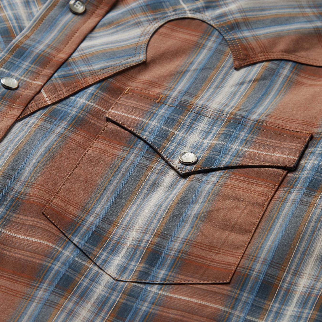 Men Classic Cut | Stetson Rustic Plaid Western Shirt Brown