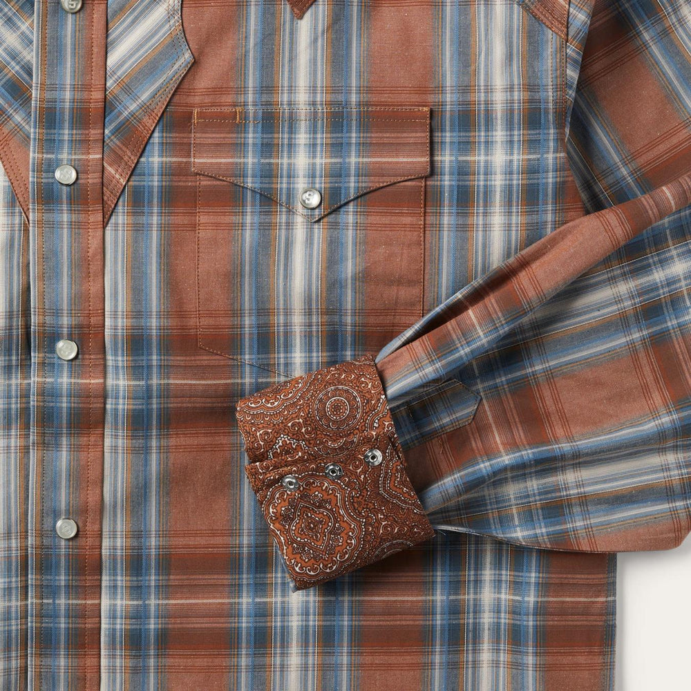 Men Classic Cut | Stetson Rustic Plaid Western Shirt Brown