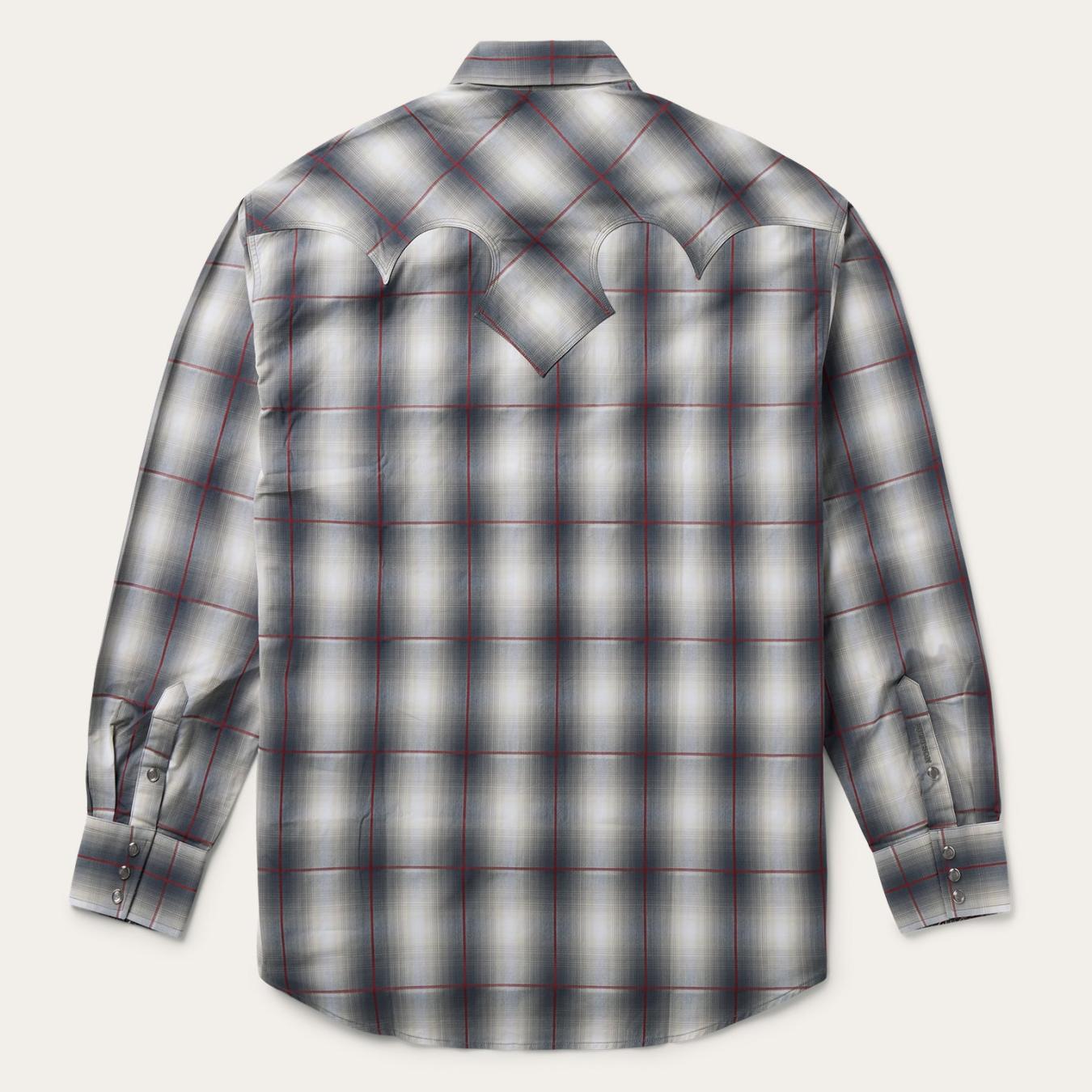 Men Classic Cut | Stetson Smoke Ombre Western Shirt Grey