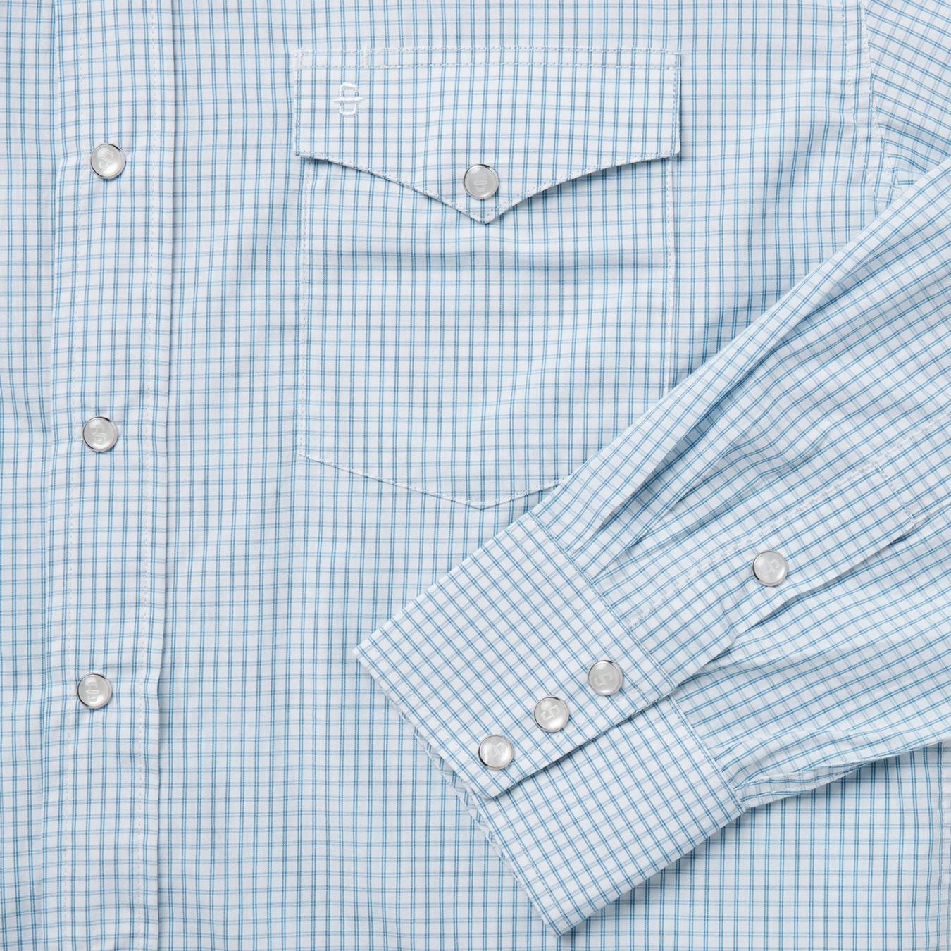 Men Classic Cut | Stetson Two Stripe Check Western Shirt Blue