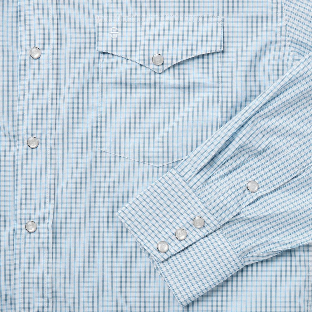 Men Classic Cut | Stetson Two Stripe Check Western Shirt Blue