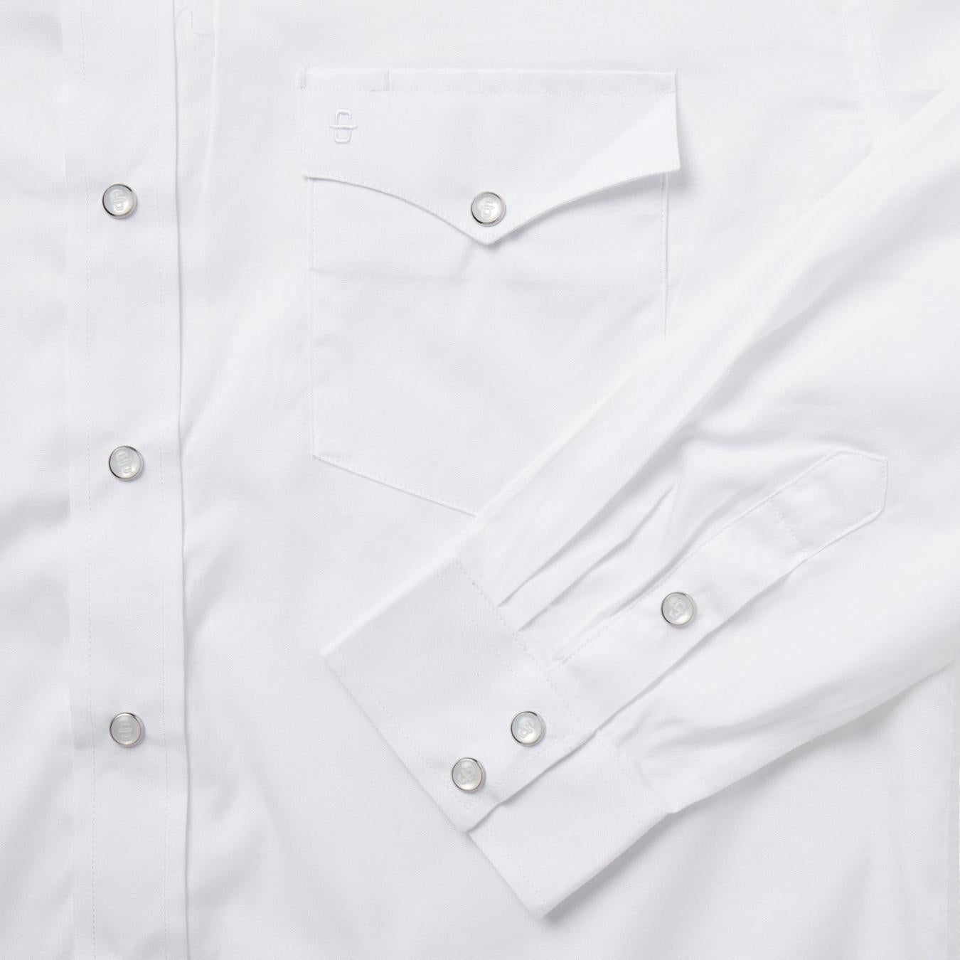 Men Classic Cut | Stetson White Pinpoint Oxford Western Shirt White