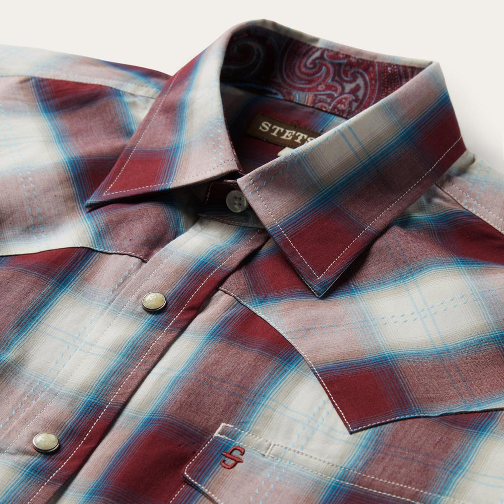 Men Classic Cut | Stetson Wine Plaid Shirt Wine