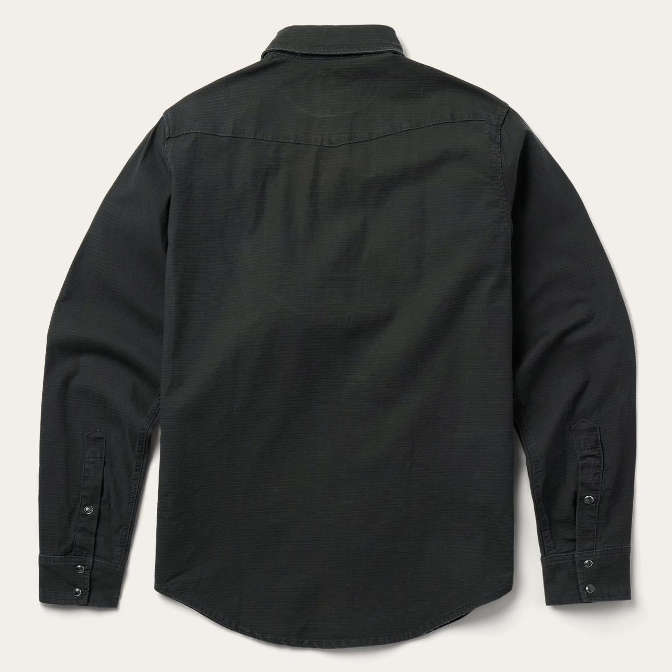 Men Denim Shirts | Stetson Charcoal Corded Denim Shirt Grey