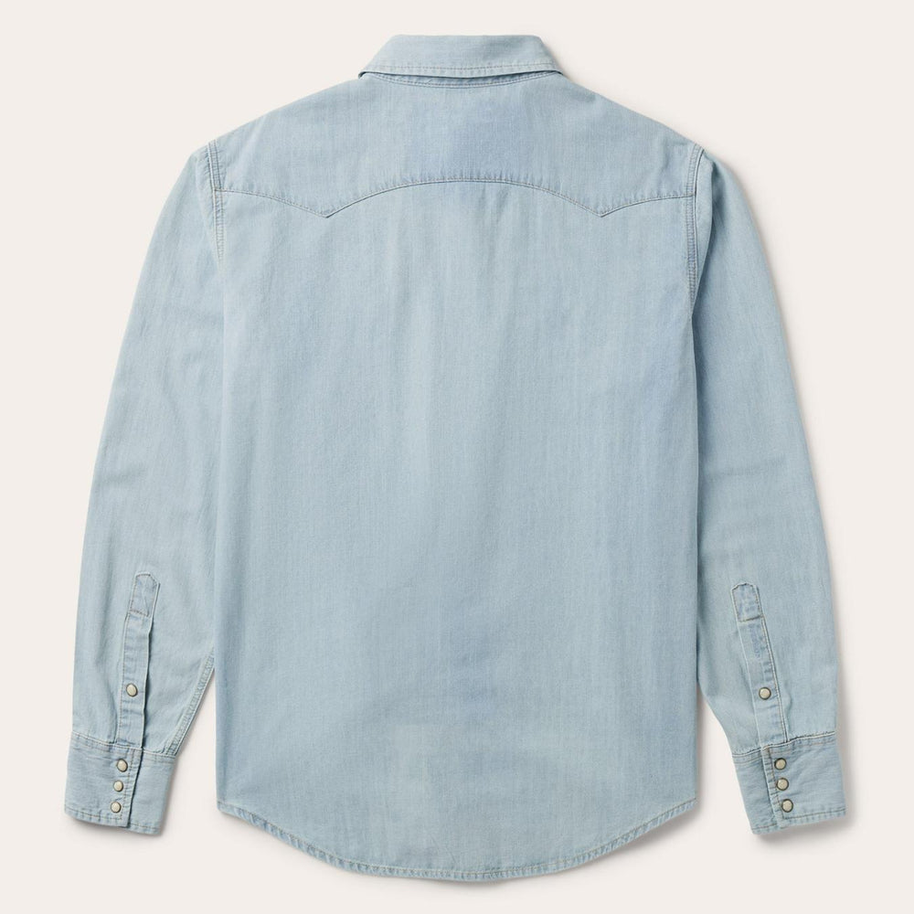 Men Denim Shirts | Stetson Light Blue Denim Western Shirt Blue