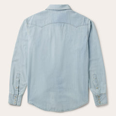 Men Denim Shirts | Stetson Light Blue Denim Western Shirt Blue