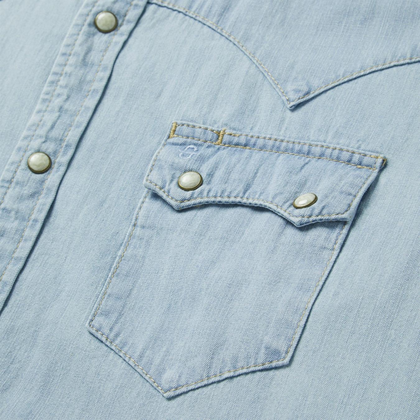 Men Denim Shirts | Stetson Light Blue Denim Western Shirt Blue