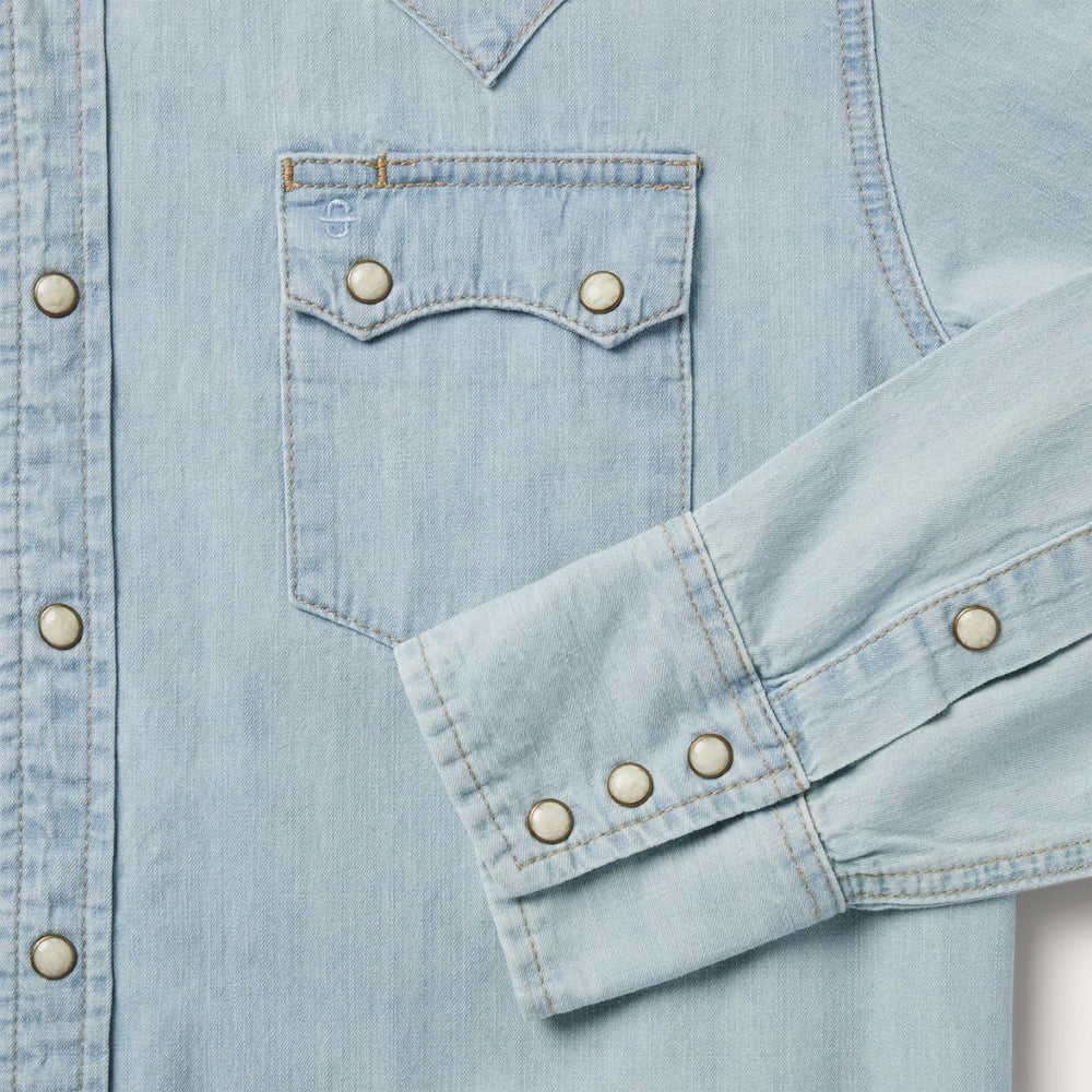 Men Denim Shirts | Stetson Light Blue Denim Western Shirt Blue