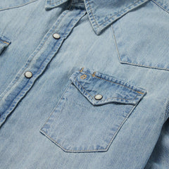 Men Denim Shirts | Stetson Long-Sleeved Denim Shirt Blue