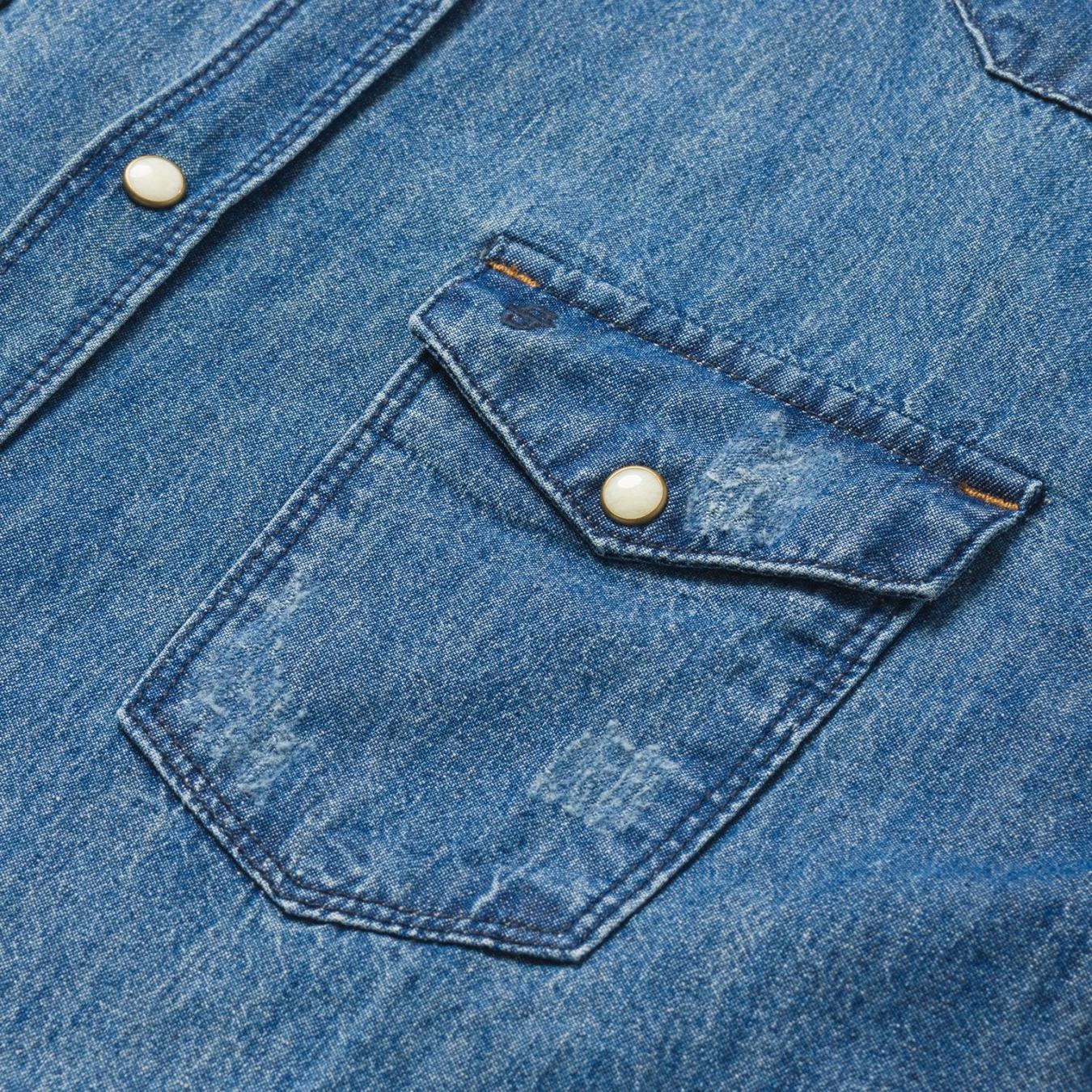Men Denim Shirts | Stetson Medium Blue Denim Shirt Blue