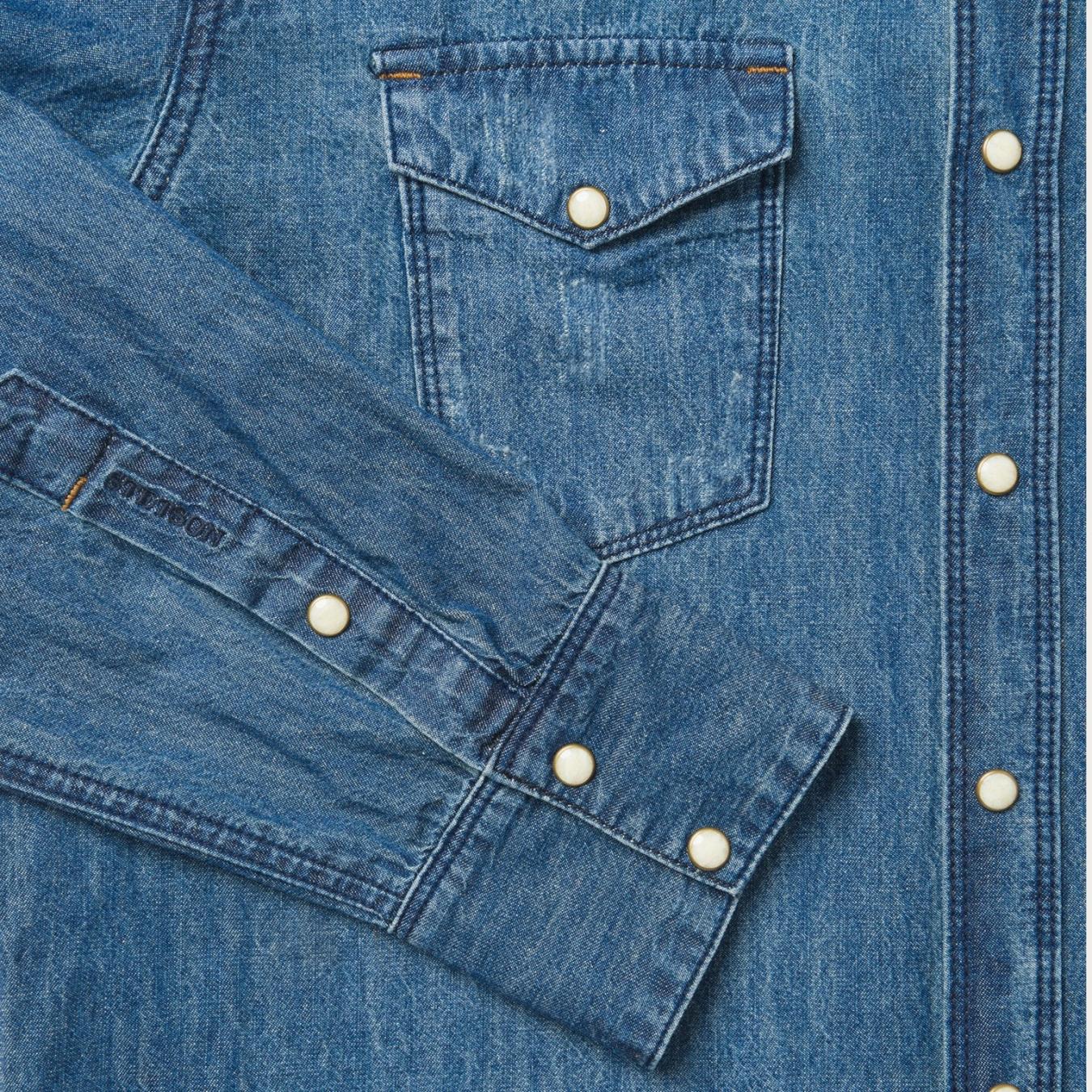 Men Denim Shirts | Stetson Medium Blue Denim Shirt Blue