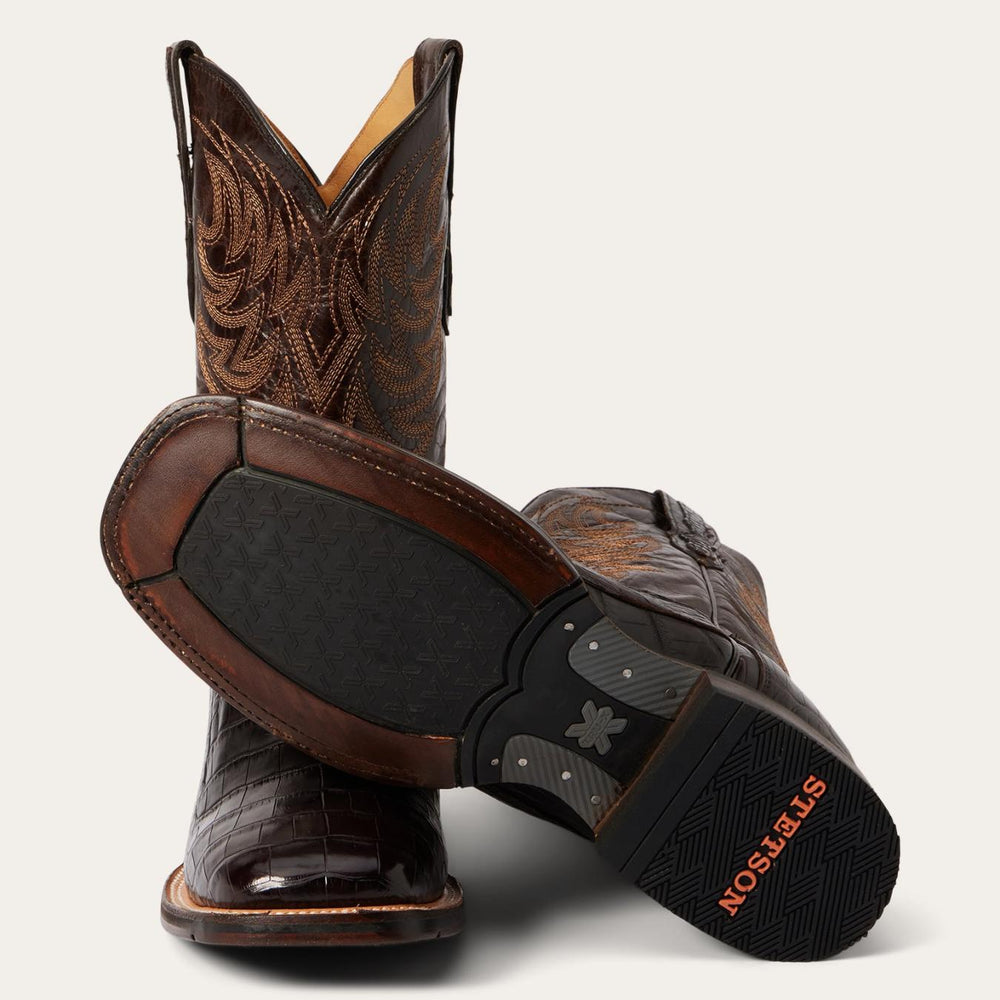 Men Exotics | Stetson Aces Alligator Boot Brown