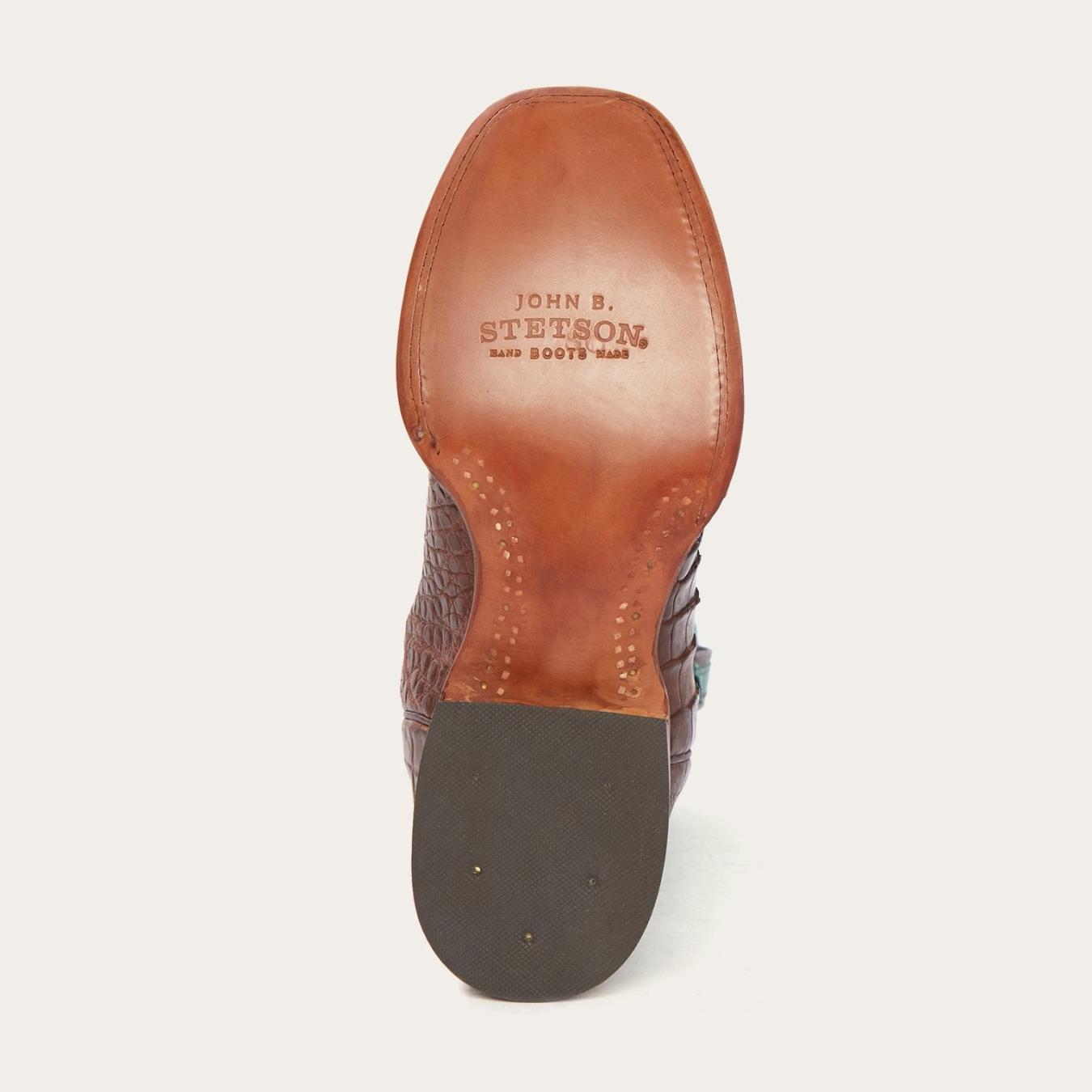 Men Exotics | Stetson Big Horn Tobacco Alligator Cowboy Boot Brown