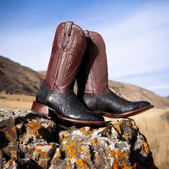 Men Exotics | Stetson Dillon Ostrich Boots Black