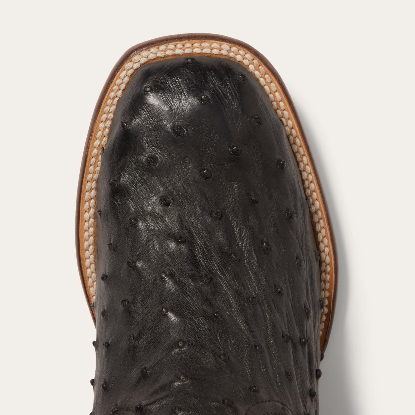 Men Exotics | Stetson Dillon Ostrich Boots Black