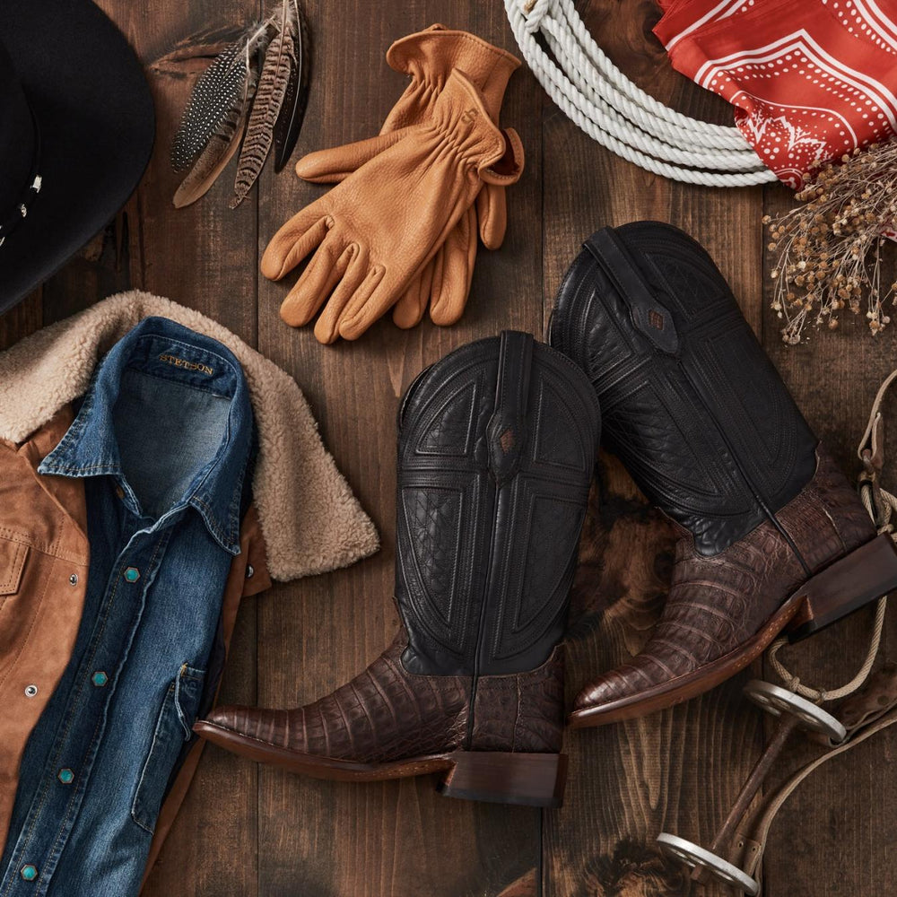 Men Exotics | Stetson Kaycee Brown Caiman Belly Cowboy Boot Brown
