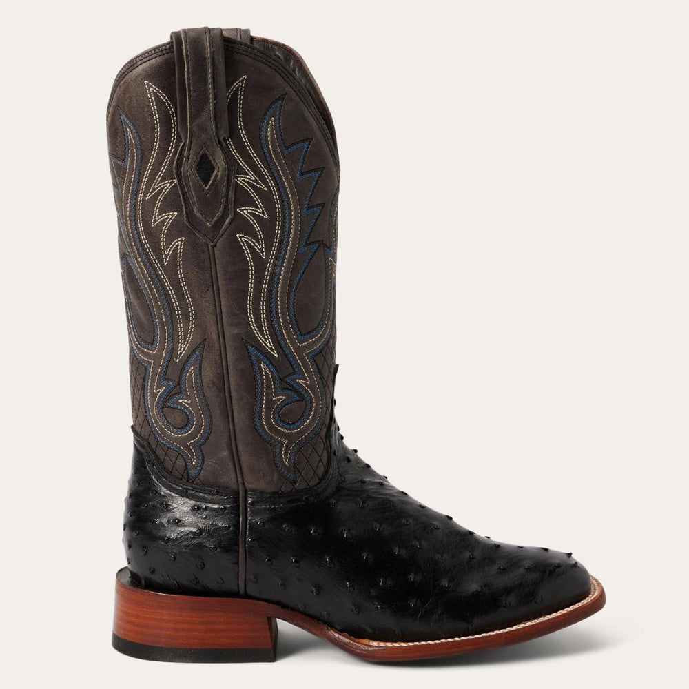 Men Exotics | Stetson Ozzy Ostrich Boot Black