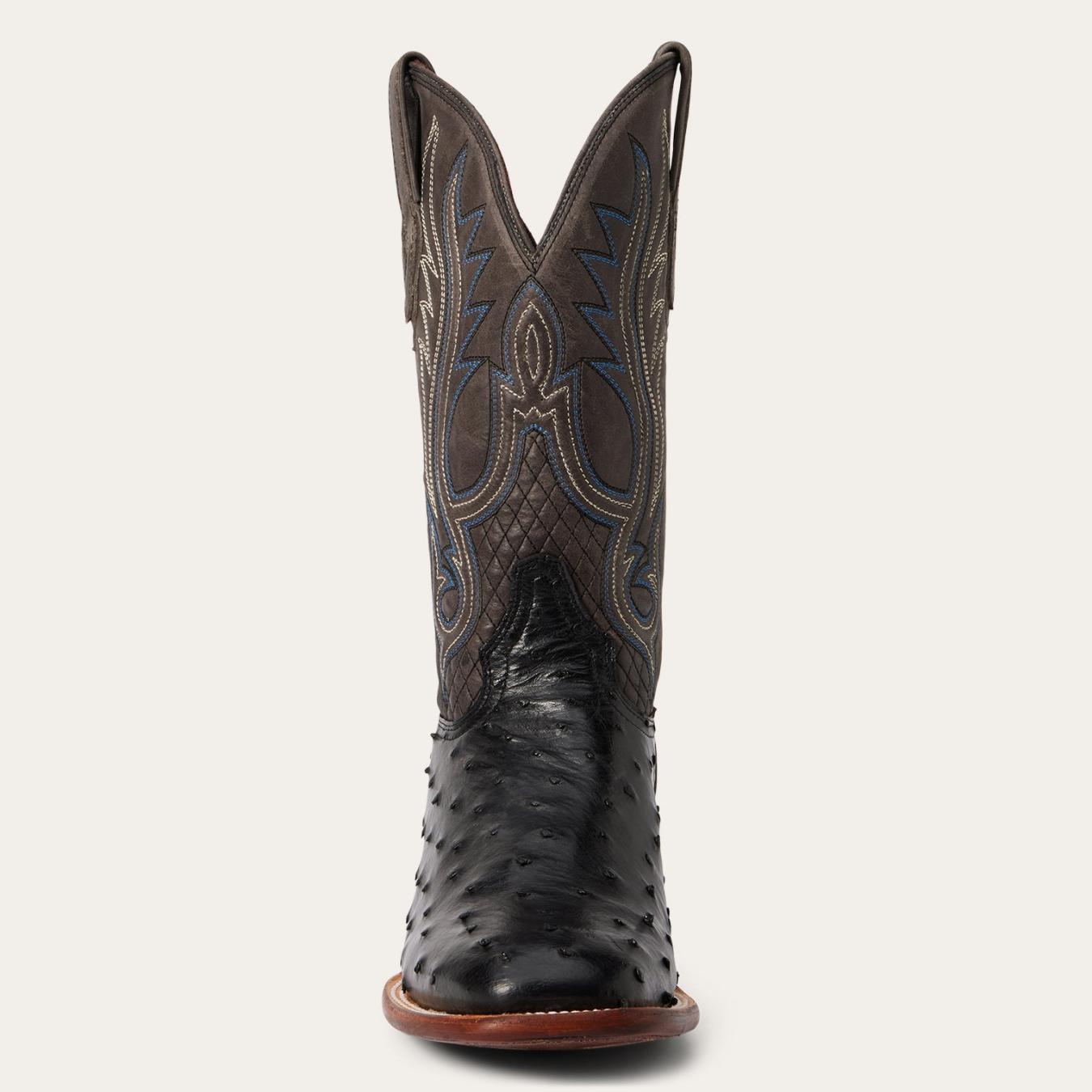 Men Exotics | Stetson Ozzy Ostrich Boot Black