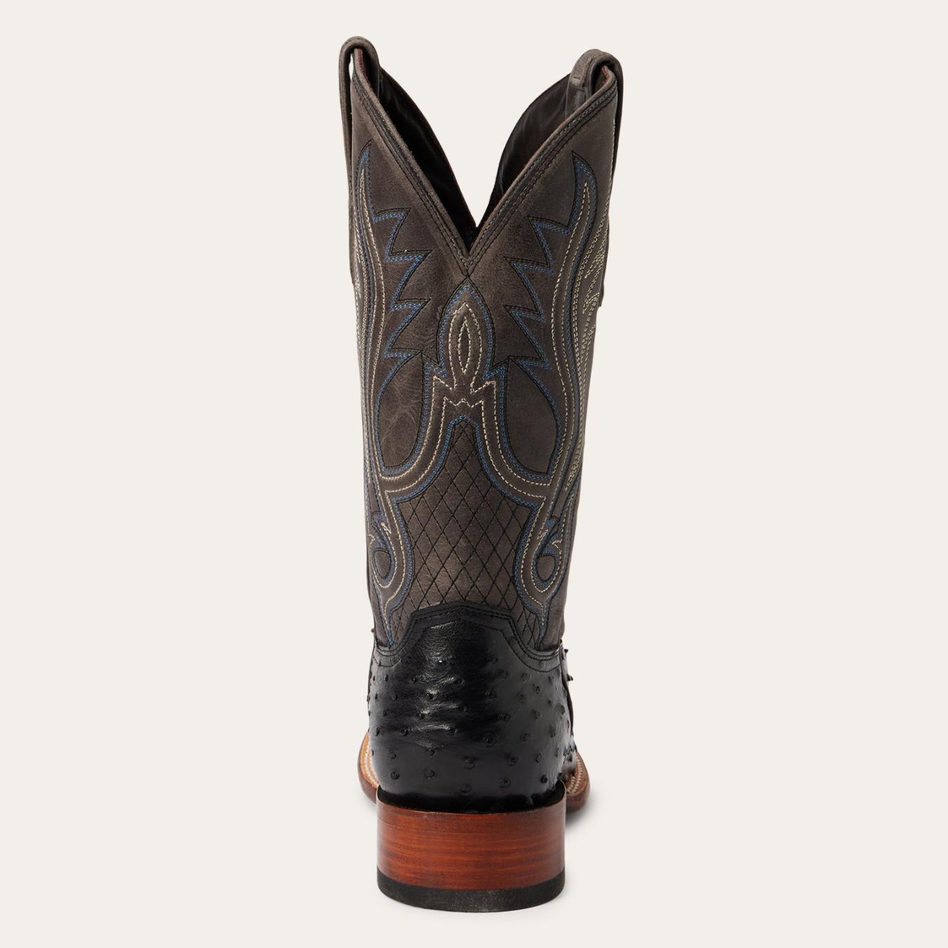 Men Exotics | Stetson Ozzy Ostrich Boot Black