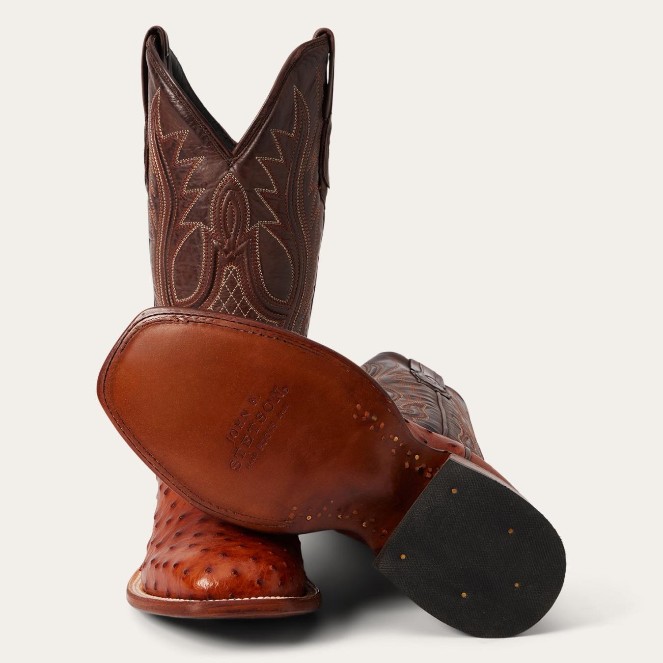Men Exotics | Stetson Ozzy Ostrich Boot Brown