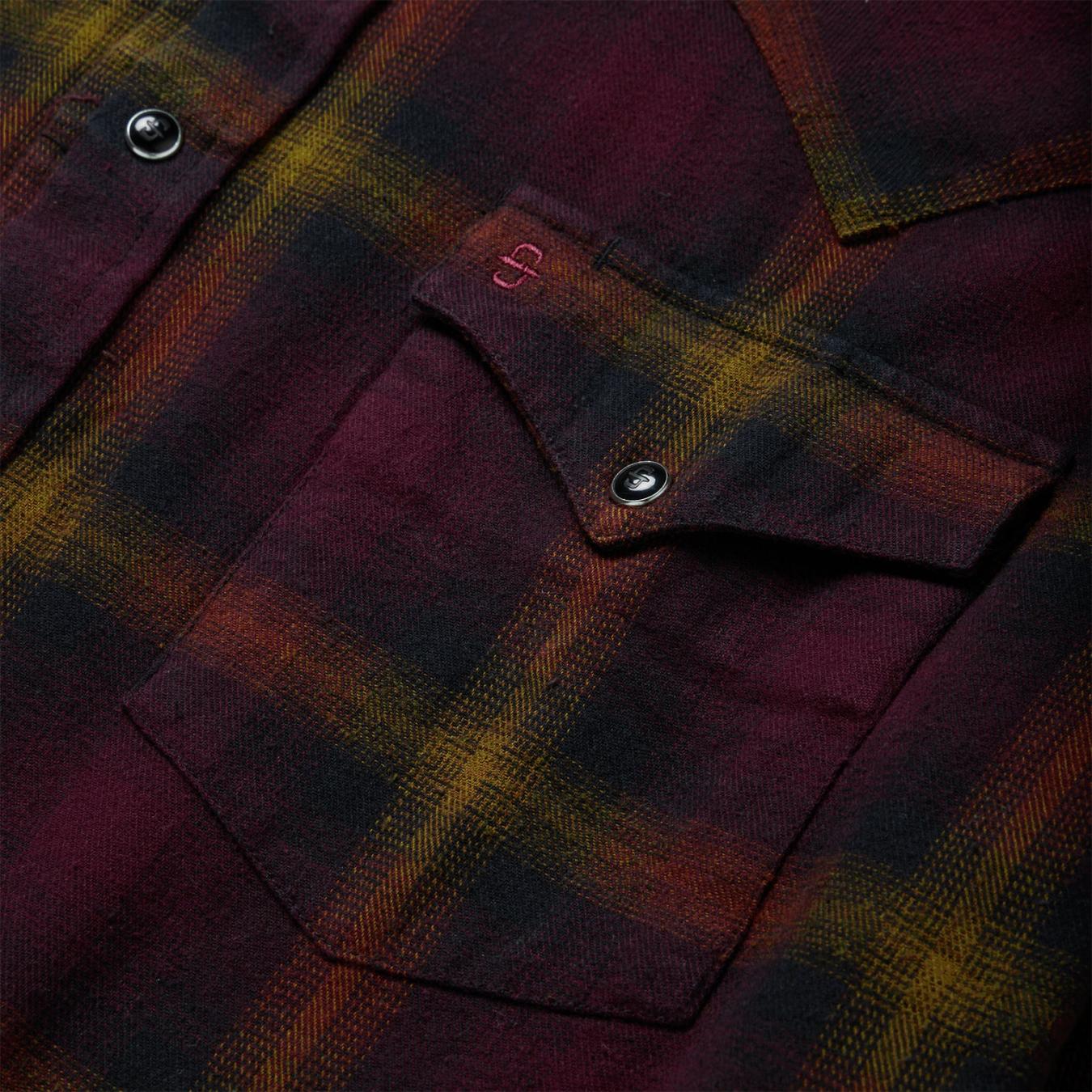 Men Flannel Shirts | Stetson Black Wine Plaid Flannel Western Shirt Wine