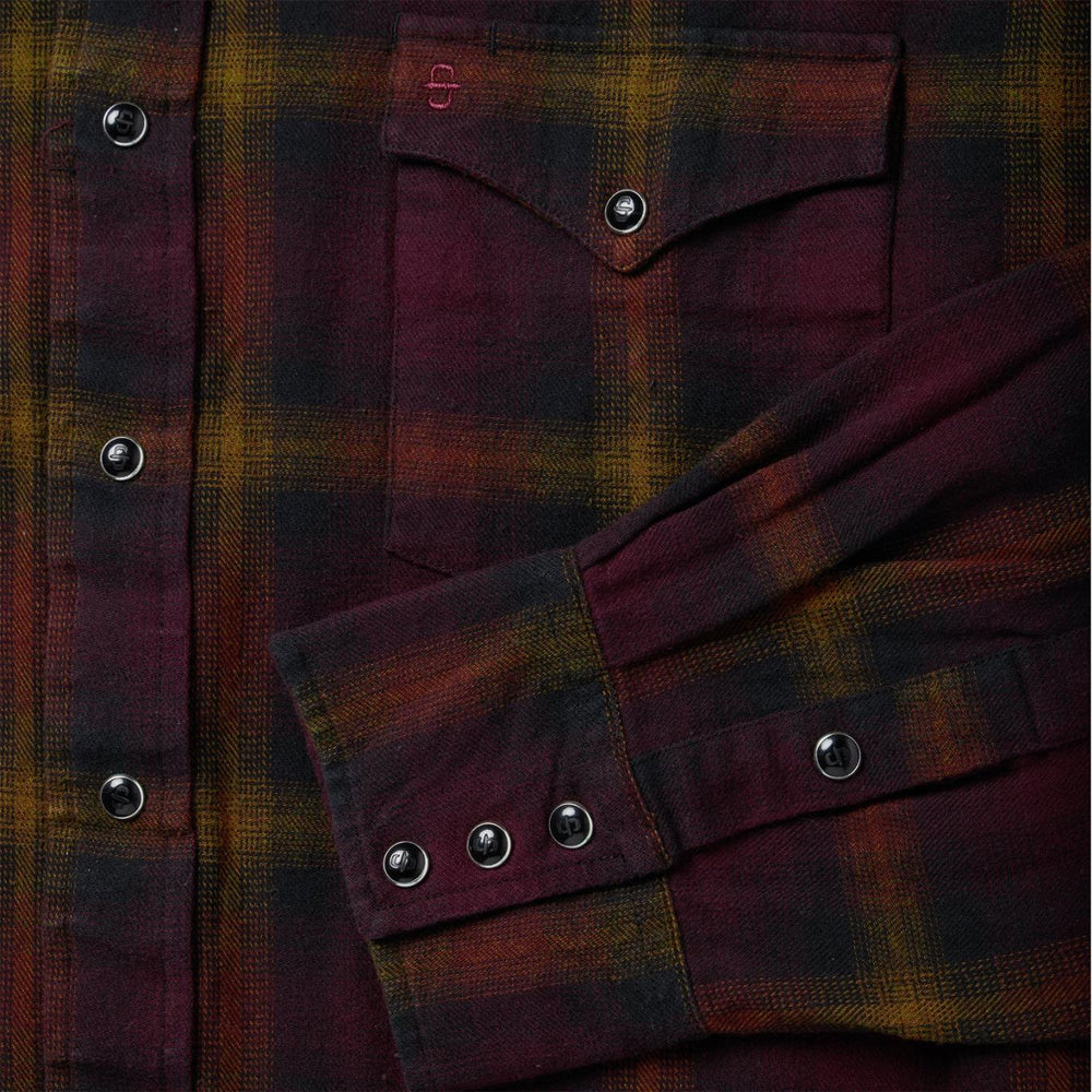 Men Flannel Shirts | Stetson Black Wine Plaid Flannel Western Shirt Wine