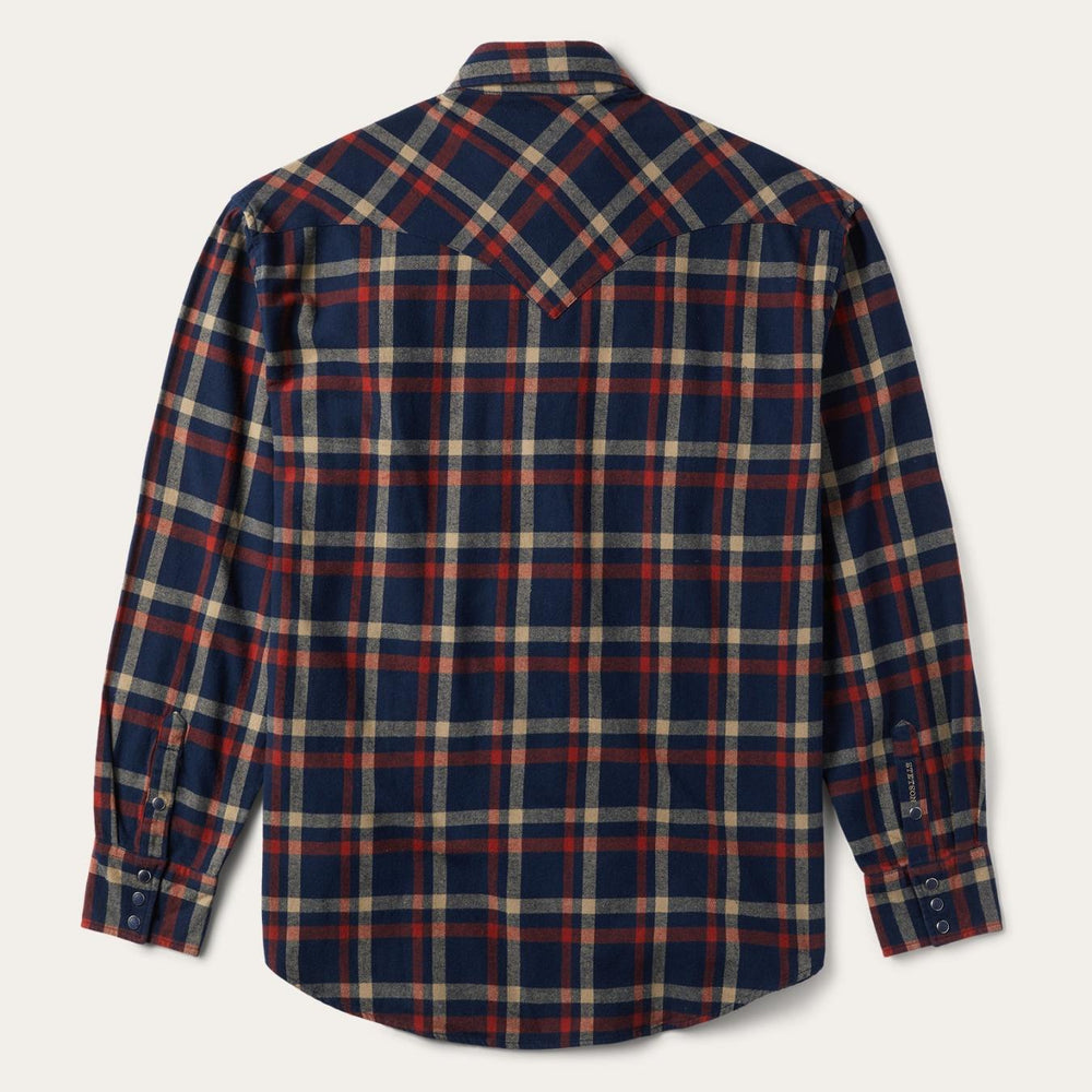 Men Flannel Shirts | Stetson Brushed Twill Plaid Shirt Blue