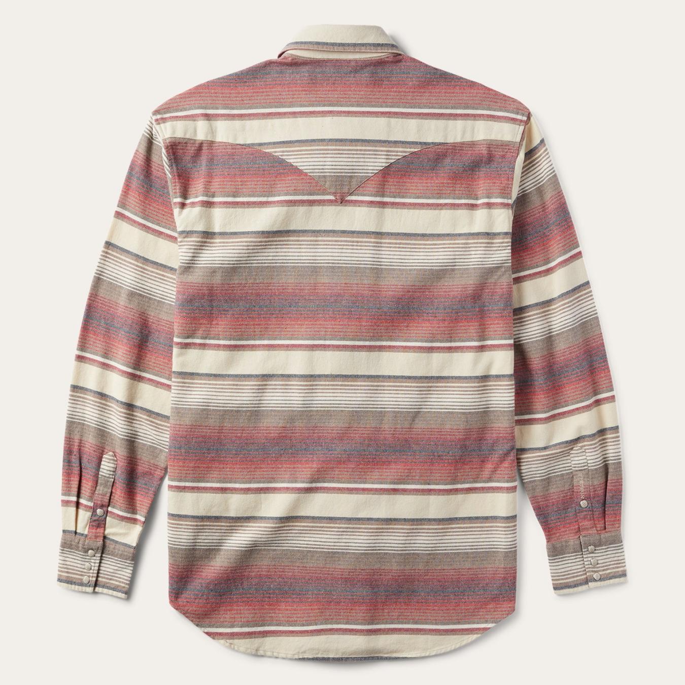 Men Flannel Shirts | Stetson Brushed Twill Striped Shirt Red