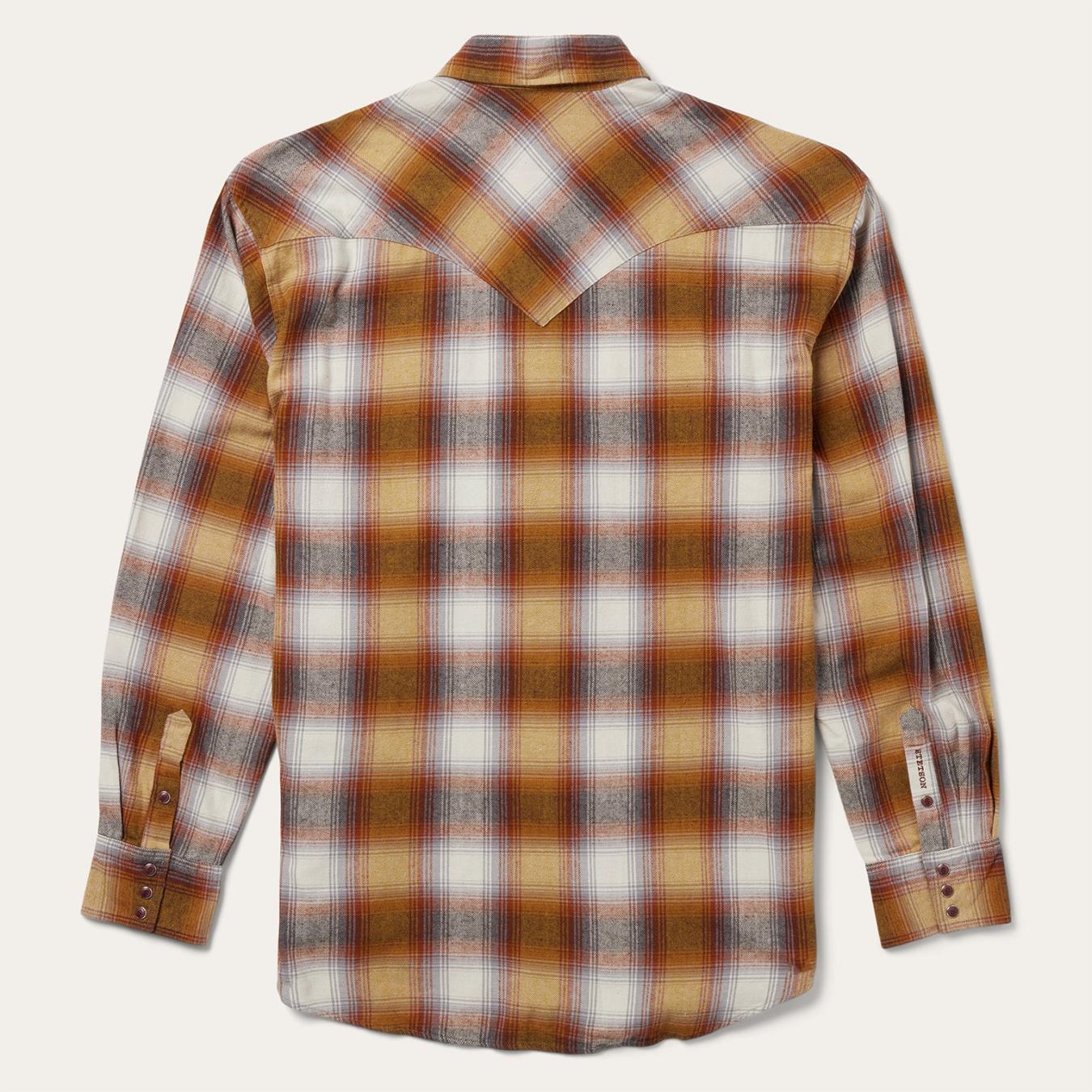 Men Flannel Shirts | Stetson Rust Plaid Flannel Western Shirt Brown
