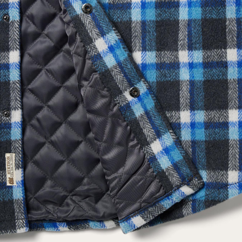 Men Jackets | Stetson Blue Plaid Quilted Shirt Jacket Blue