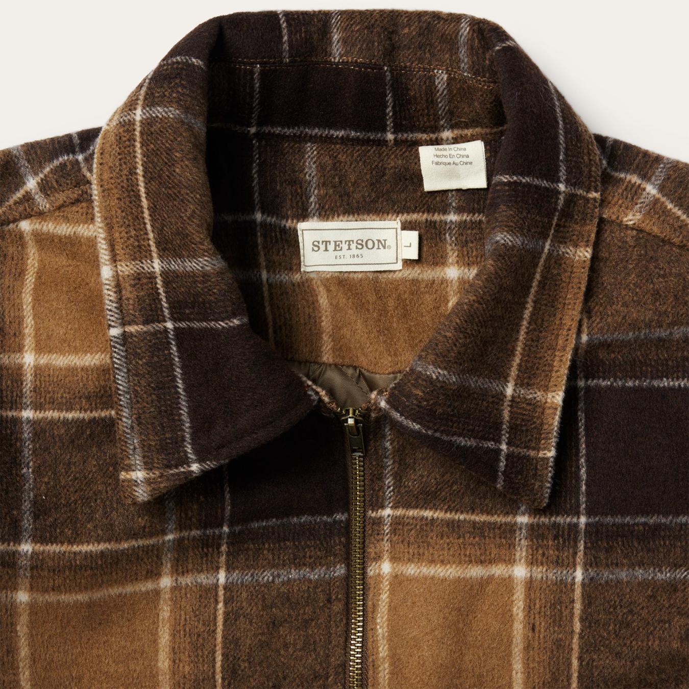 Men Jackets | Stetson Brown Plaid Western Coat Brown