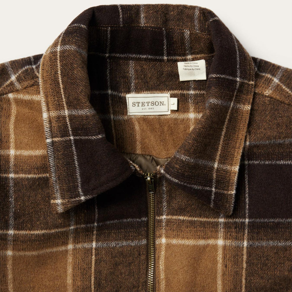 Men Jackets | Stetson Brown Plaid Western Coat Brown