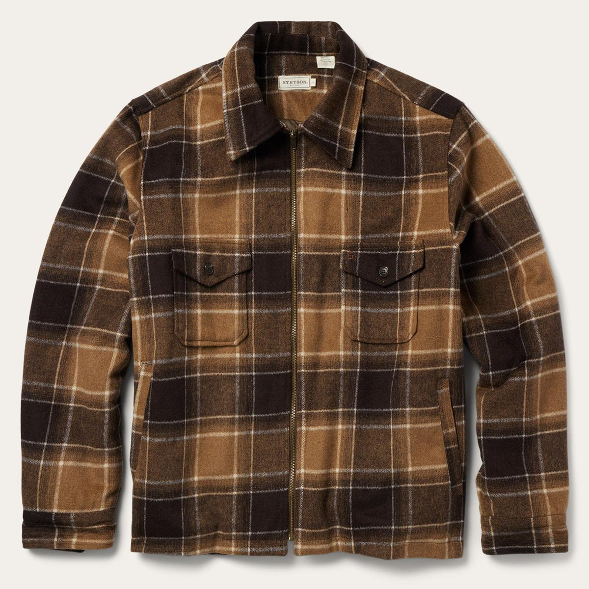 Men Jackets | Stetson Brown Plaid Western Coat Brown