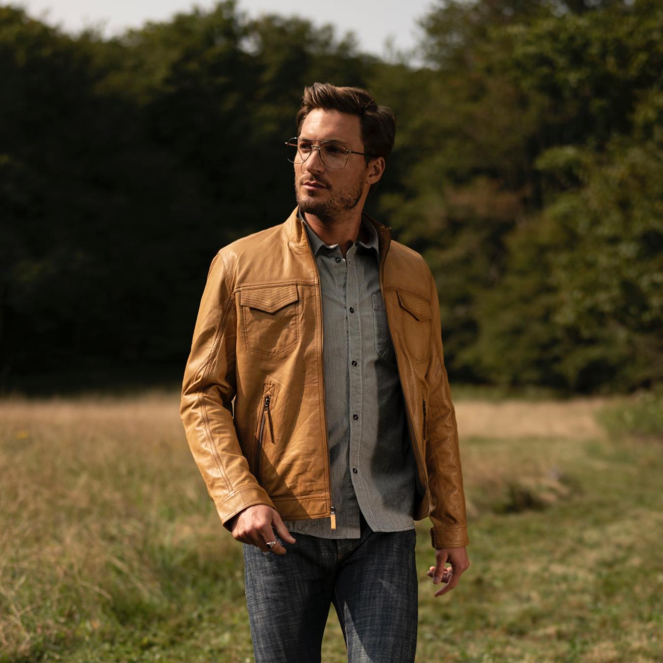 Men Jackets | Stetson Butter Soft Distressed Leather Jacket Brown
