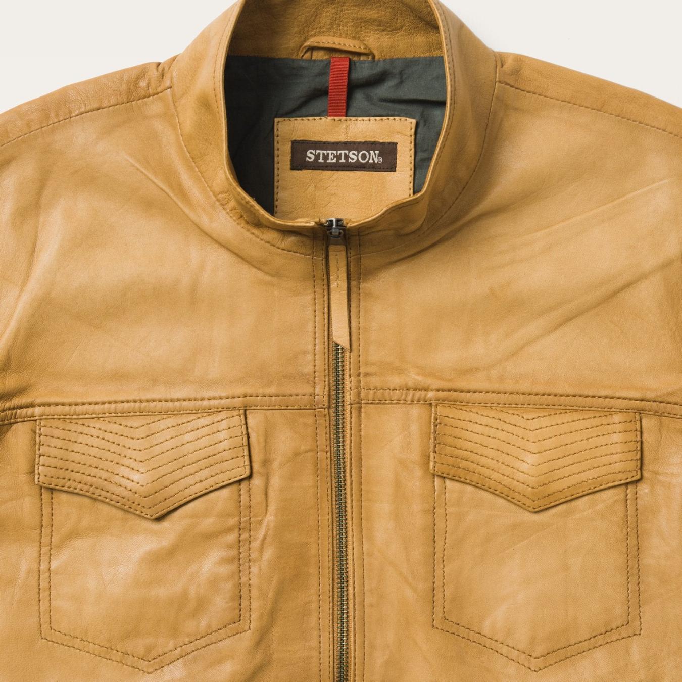 Men Jackets | Stetson Butter Soft Distressed Leather Jacket Brown