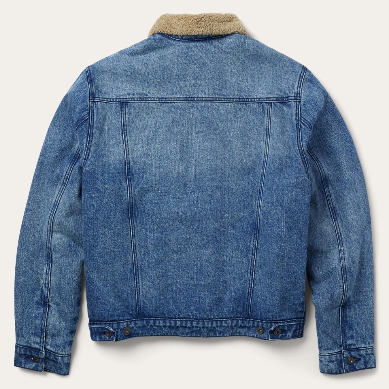 Men Jackets | Stetson Denim Sherpa Jacket Blue
