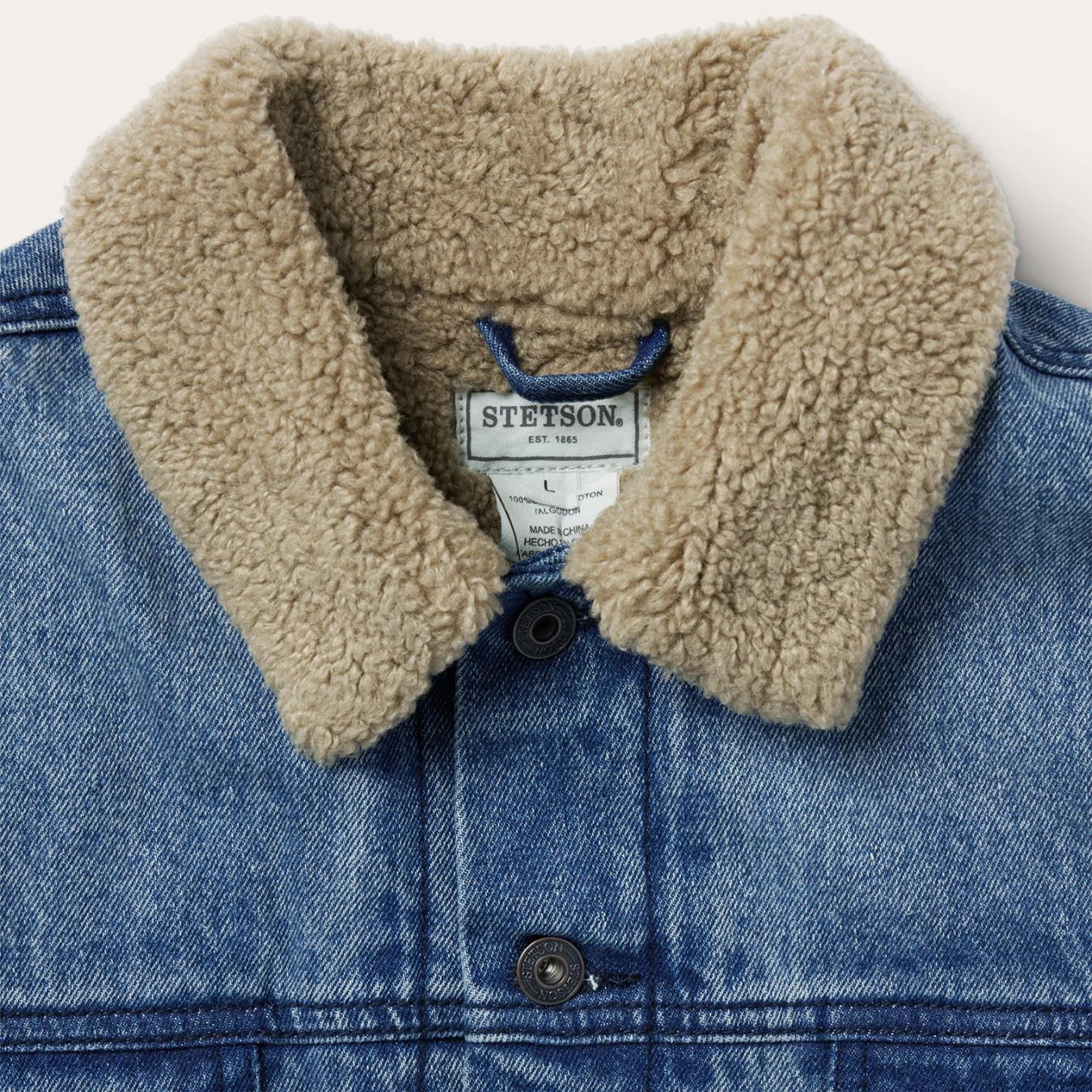 Men Jackets | Stetson Denim Sherpa Jacket Blue