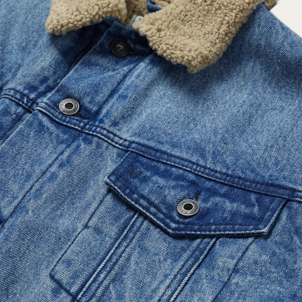 Men Jackets | Stetson Denim Sherpa Jacket Blue