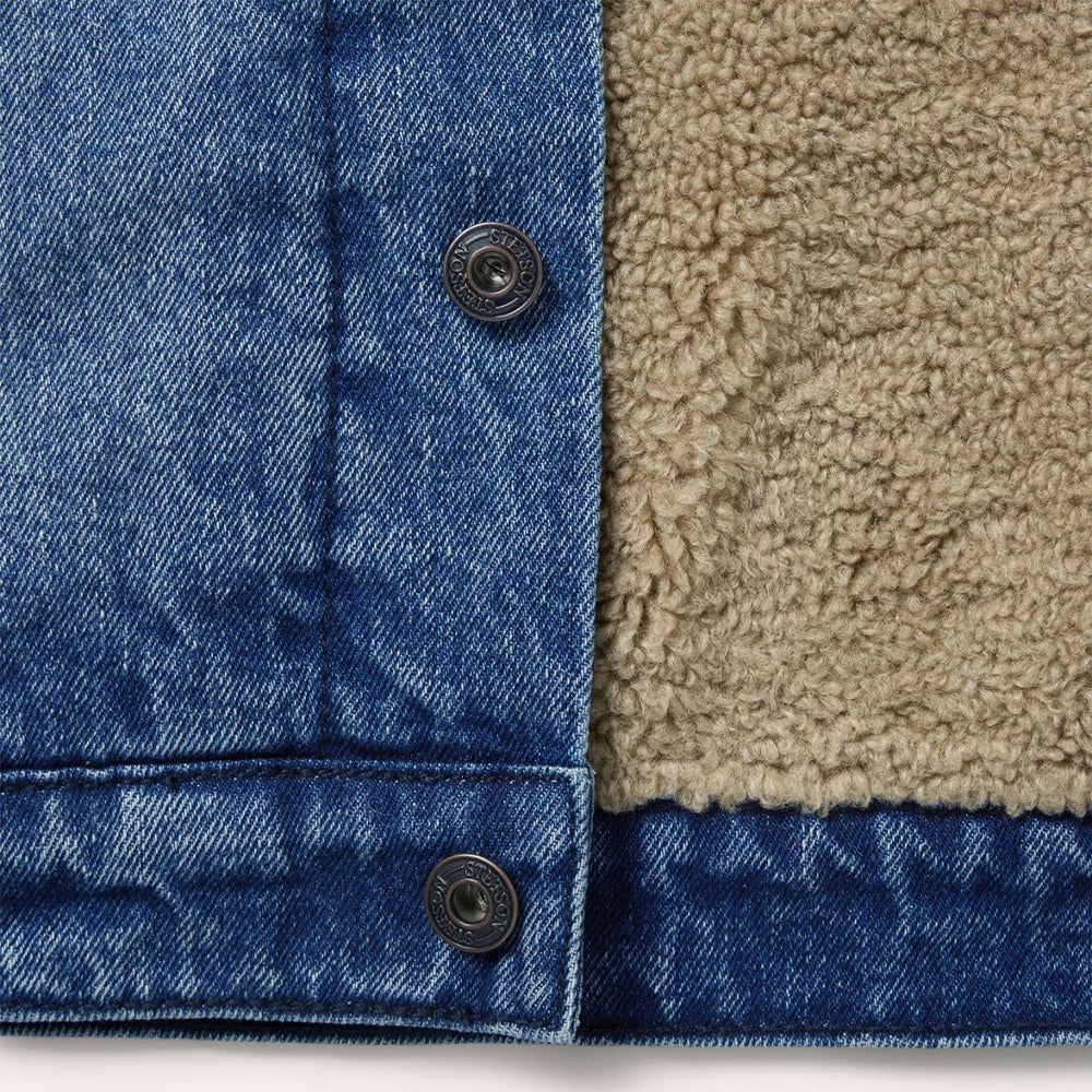 Men Jackets | Stetson Denim Sherpa Jacket Blue