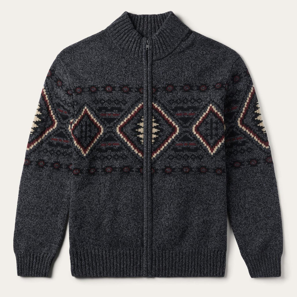 Men Jackets | Stetson Horizontal Aztec Cardigan Grey