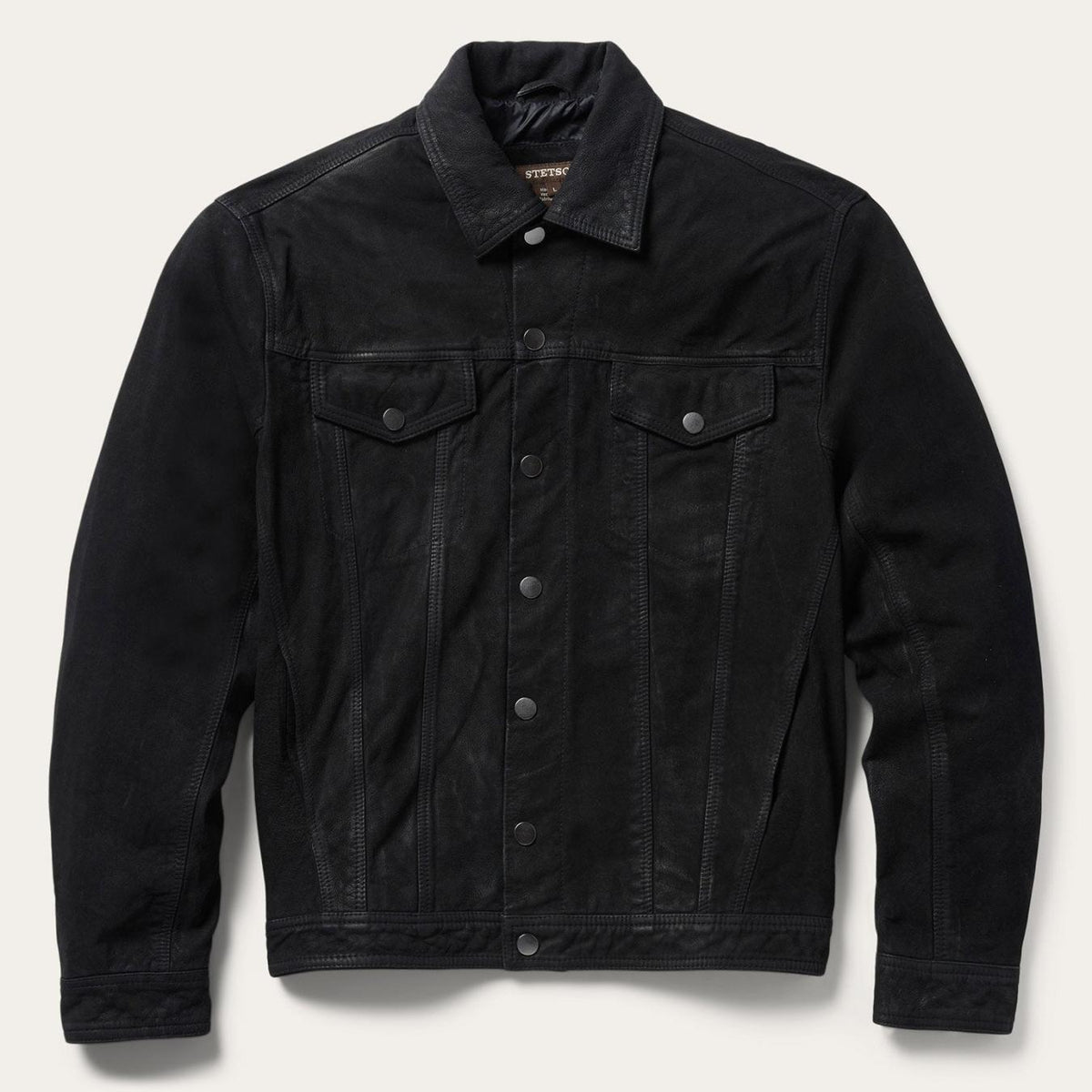 Men Jackets | Stetson Leather Jean Jacket Black