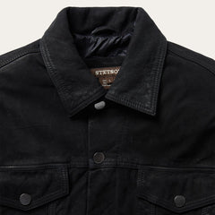 Men Jackets | Stetson Leather Jean Jacket Black