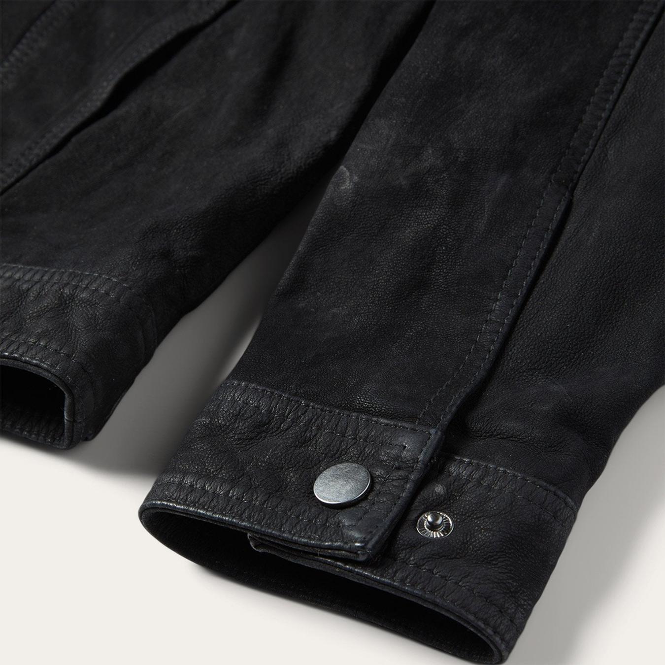 Men Jackets | Stetson Leather Jean Jacket Black