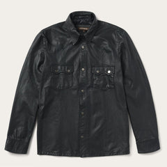 Men Jackets | Stetson Leather Western Shirt Jacket Black