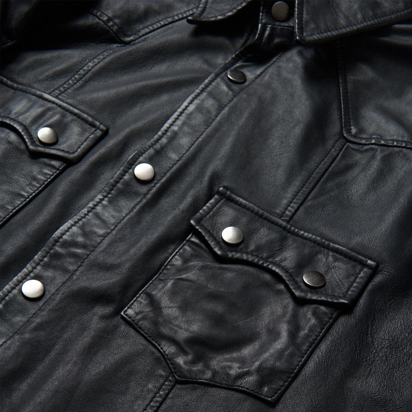 Men Jackets | Stetson Leather Western Shirt Jacket Black