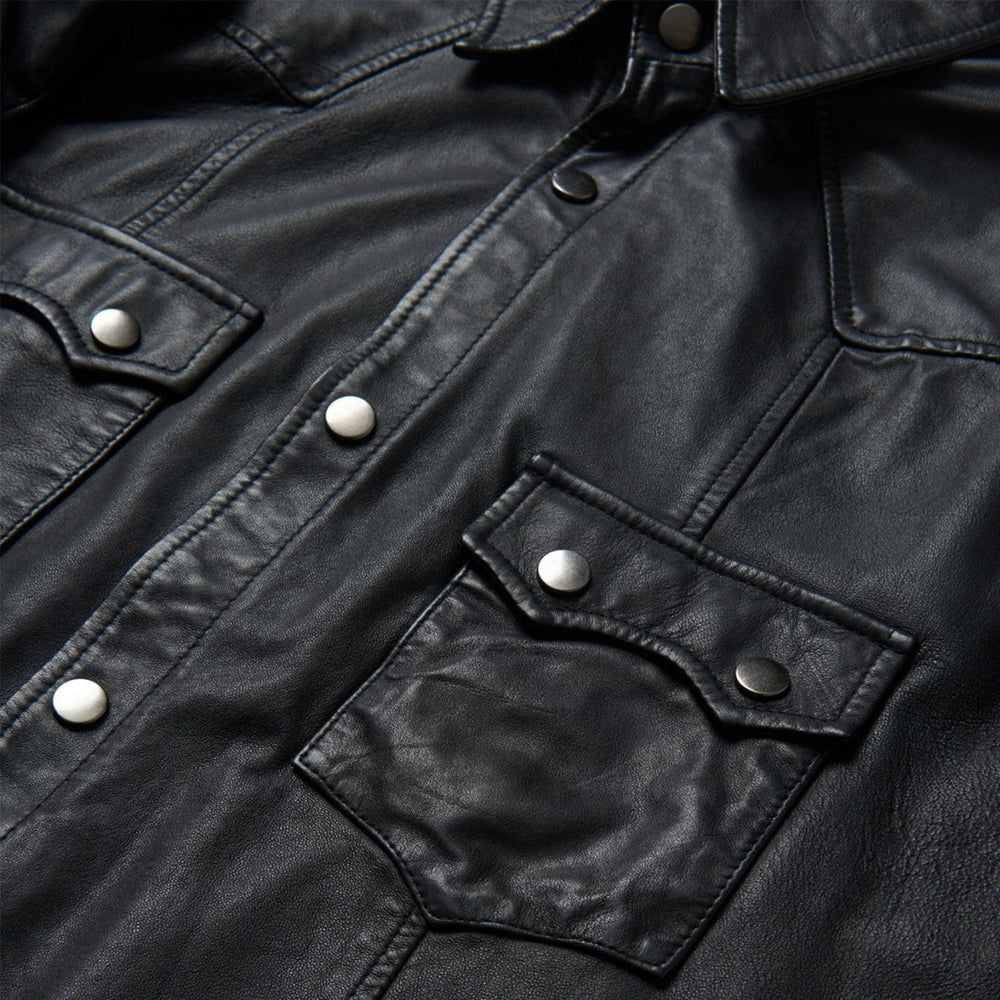Men Jackets | Stetson Leather Western Shirt Jacket Black
