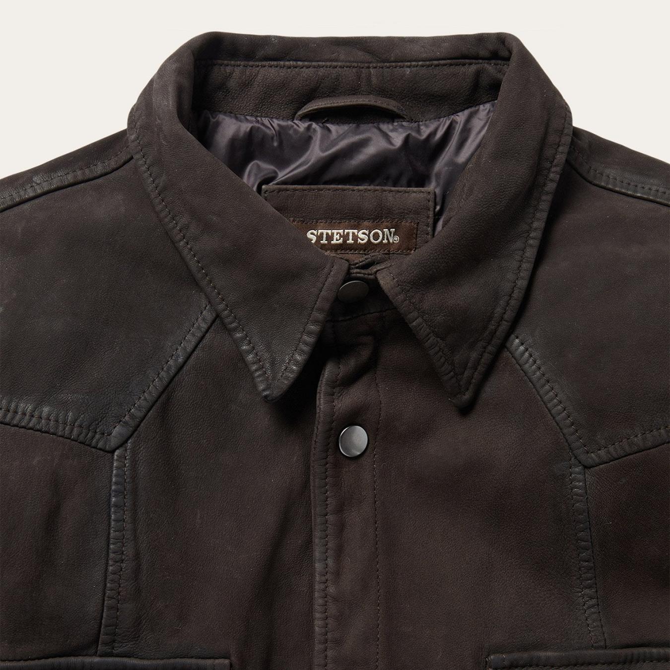 Men Jackets | Stetson Leather Western Shirt Jacket Brown