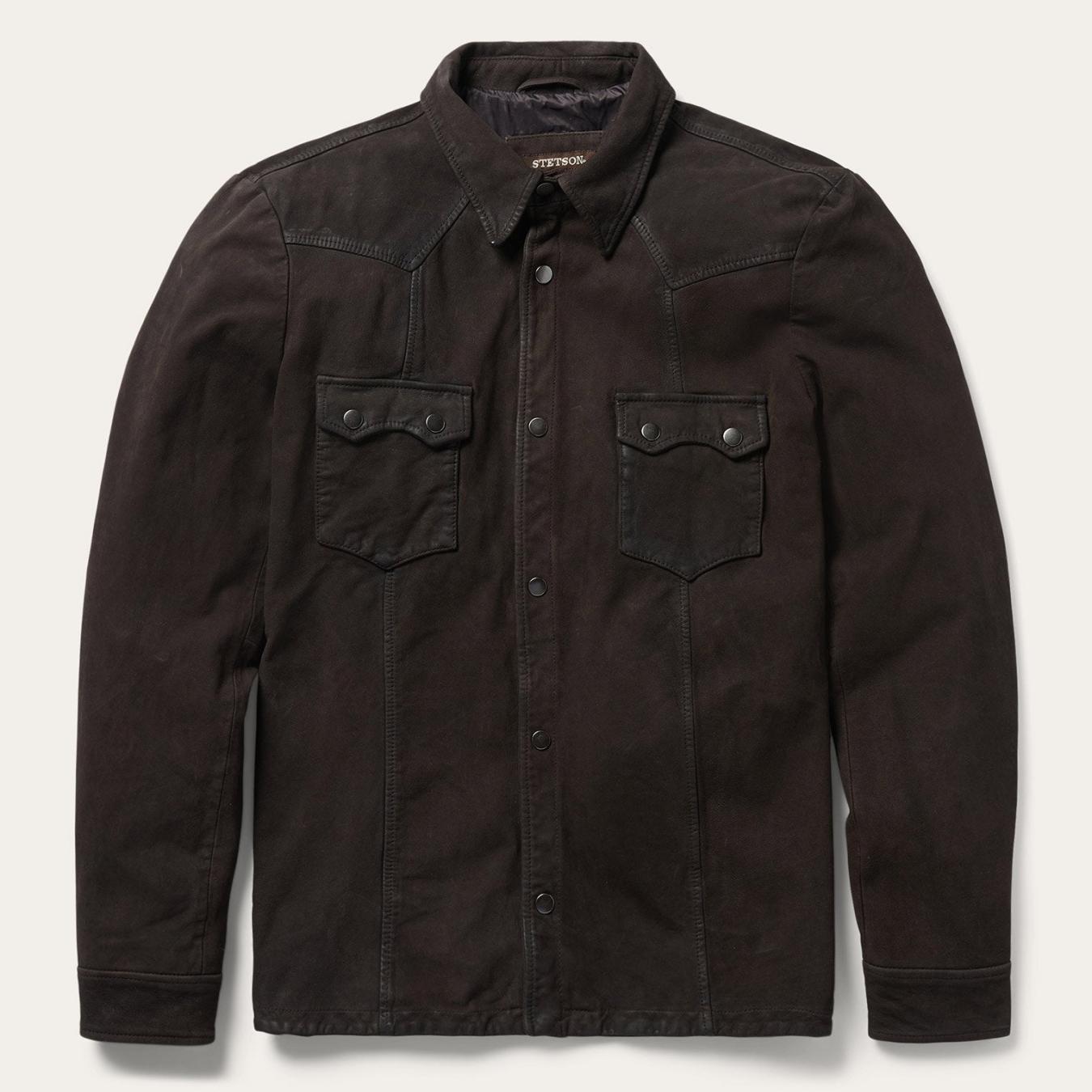 Men Jackets | Stetson Leather Western Shirt Jacket Brown